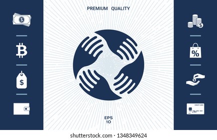 Teamwork Hands Logo. Human connection. Graphic elements for your design