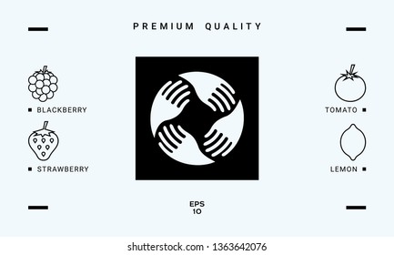 Teamwork Hands Logo. Human connection. Graphic elements for your design