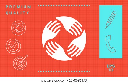 Teamwork Hands Logo. Human connection. Graphic elements for your design
