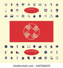 Teamwork Hands Logo. Human connection. Line icon, elements for your design