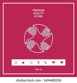 Teamwork Hands Logo. Human connection. Line icon, elements for your design