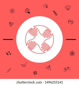 Teamwork Hands Logo. Human connection. Line icon, elements for your design