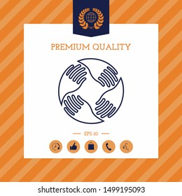 Teamwork Hands Logo. Human connection. Line icon, elements for your design