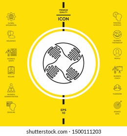 Teamwork Hands Logo. Human connection. Line icon, elements for your design