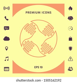 Teamwork Hands Logo. Human connection. Line icon, elements for your design