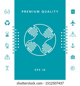 Teamwork Hands Logo. Human connection. Line icon, elements for your design