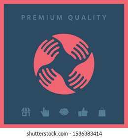 Teamwork Hands Logo. Human connection. Graphic elements for your design