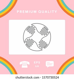 Teamwork Hands Logo. Human connection. Line icon, elements for your design