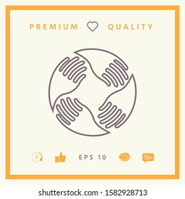 Teamwork Hands Logo. Human connection. Line icon, elements for your design