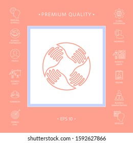 Teamwork Hands Logo. Human connection. Line icon, elements for your design