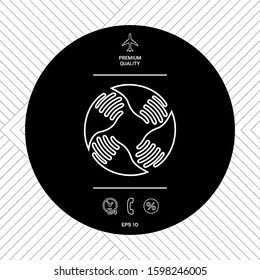 Teamwork Hands Logo. Human connection. Line icon, elements for your design