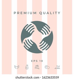 Teamwork Hands Logo. Human connection. Graphic elements for your design