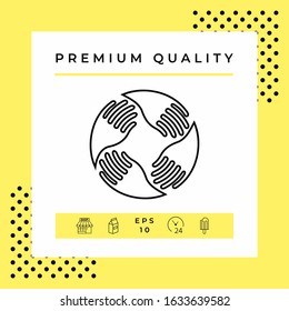 Teamwork Hands Logo. Human connection. Line icon, elements for your design
