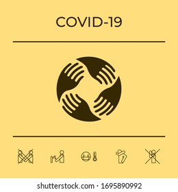 Teamwork Hands Logo. Menschliche Verbindung. Grafische Elemente für Ihr Design