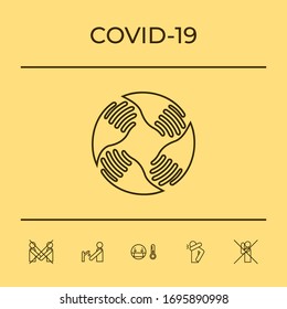 Teamwork Hands Logo. Human connection. Line icon, elements for your design