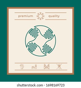 Teamwork Hands Logo. Human connection. Line icon, elements for your design