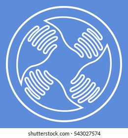 Teamwork Hands Logo. Human connection. Line icon