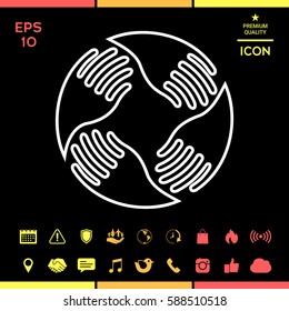 Teamwork Hands Logo. Human connection. Line icon