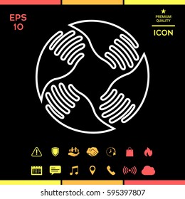 Teamwork Hands Logo. Human connection. Line icon
