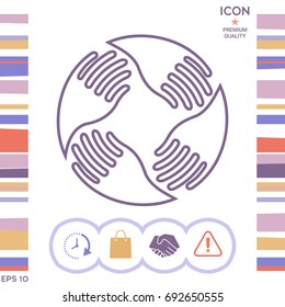 Teamwork Hands Logo. Human connection. Line icon