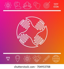 Teamwork Hands Logo. Human connection. Line icon