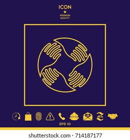 Teamwork Hands Logo. Human connection. Line icon