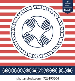 Teamwork Hands Logo. Human connection. Line icon