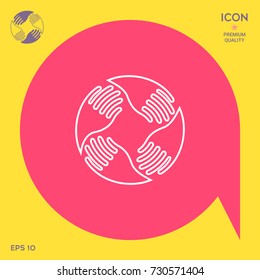 Teamwork Hands Logo. Human connection. Line icon