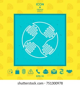 Teamwork Hands Logo. Human connection. Line icon