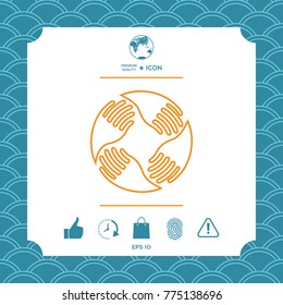 Teamwork Hands Logo. Human connection. Line icon