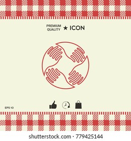 Teamwork Hands Logo. Human connection. Line icon