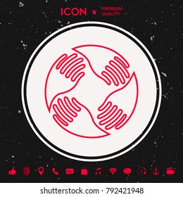 Teamwork Hands Logo. Human connection. Line icon