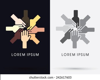 Teamwork, Hands, Logo, Symbol, Icon, Graphic, Vector.