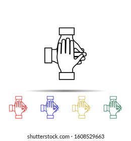 Teamwork hands multi color style icon. Simple thin line, outline vector of team work icons for ui and ux, website or mobile application