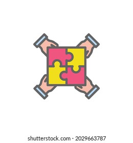 Teamwork hands outline colored icon. Elements of Business illustration line colored icon. Signs and symbols can be used for web, logo, mobile app, UI, UX