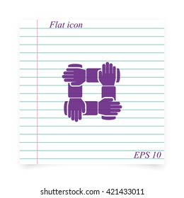 Teamwork hands people icon.