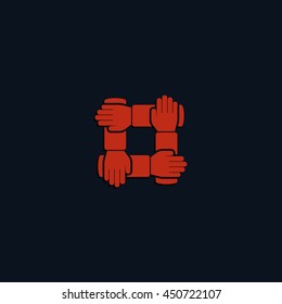 Teamwork hands people icon.