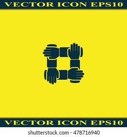 Teamwork hands people icon.