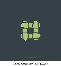 Teamwork hands people icon.