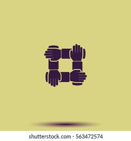Teamwork hands people icon.