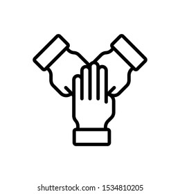 Teamwork Hands Together Line Icon Vector Stock Vector (Royalty Free ...