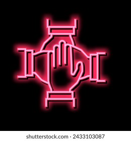 teamwork handshake neon light sign vector. teamwork handshake sign. isolated symbol illustration