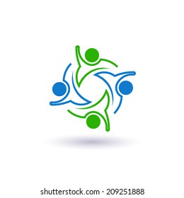 Teamwork Hi 5 image. Concept of union,group of people, celebration. Vector icon