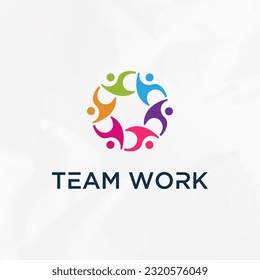 Teamwork holding form a circle logo design icon template