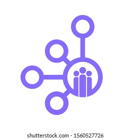 Teamwork with Hub Network Connection Icon or Logo Vector