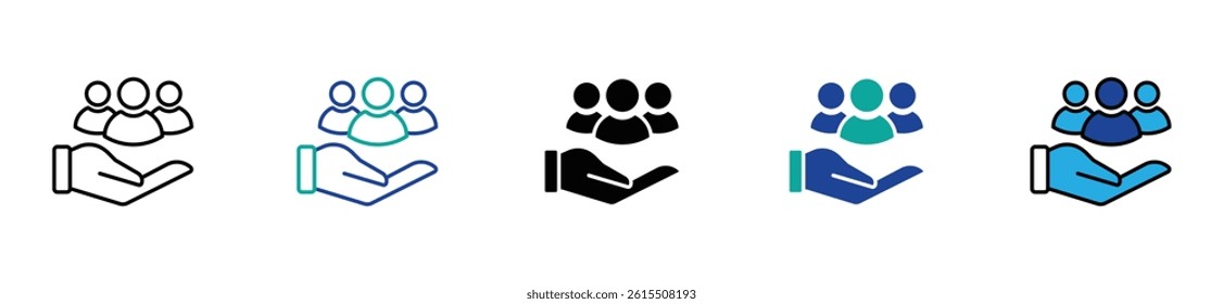 teamwork human resource management outline icon set people social network business partnership vector illustration for web and app