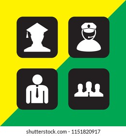 teamwork icon. 4 teamwork set with student, team, admin and policeman vector icons for web and mobile app