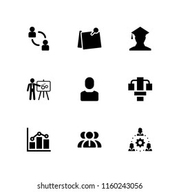 teamwork icon. 9 teamwork set with student, employees, fitness gym and human vector icons for web and mobile app