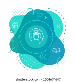 Teamwork icon background - Business head icon - Editable stroke