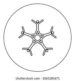 Teamwork icon black color in circle